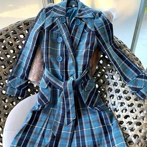 Deep green plaid fitted coat by Tulle